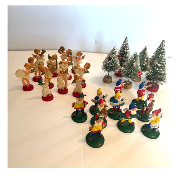 Vtg Made In Germany Christmas Angels Gnomes Trees LOT OF 26 - Picture 3 of 7